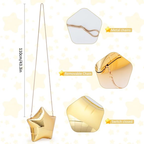 Acrylic Clutch Purse Star Shape Metallic Unique Evening Handbag Crossbody :D - Picture 4 of 6